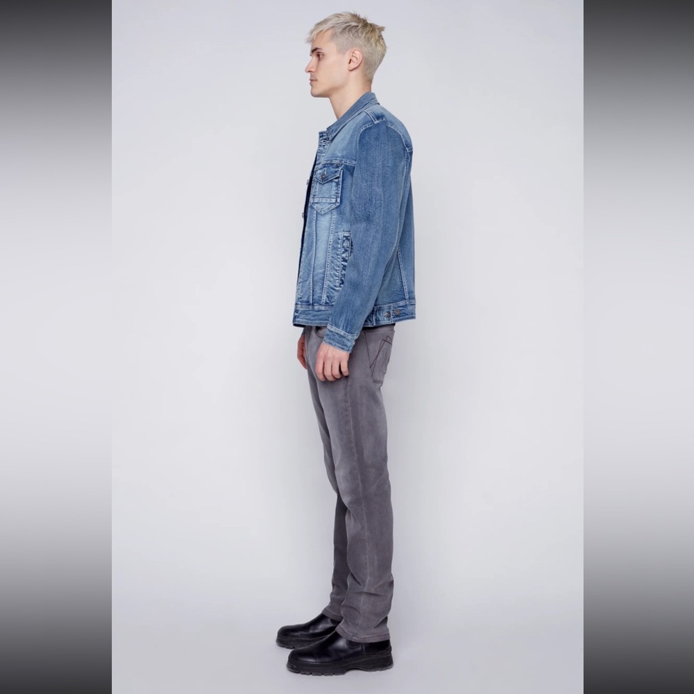 Slim Fit Classic Trucker Jean Jacket - Snow Wash. - Picture 2 of 3